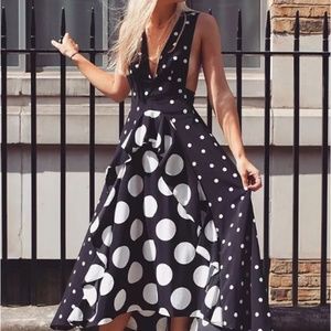 Topshop Pinafore Mixed Polka Dot Dress